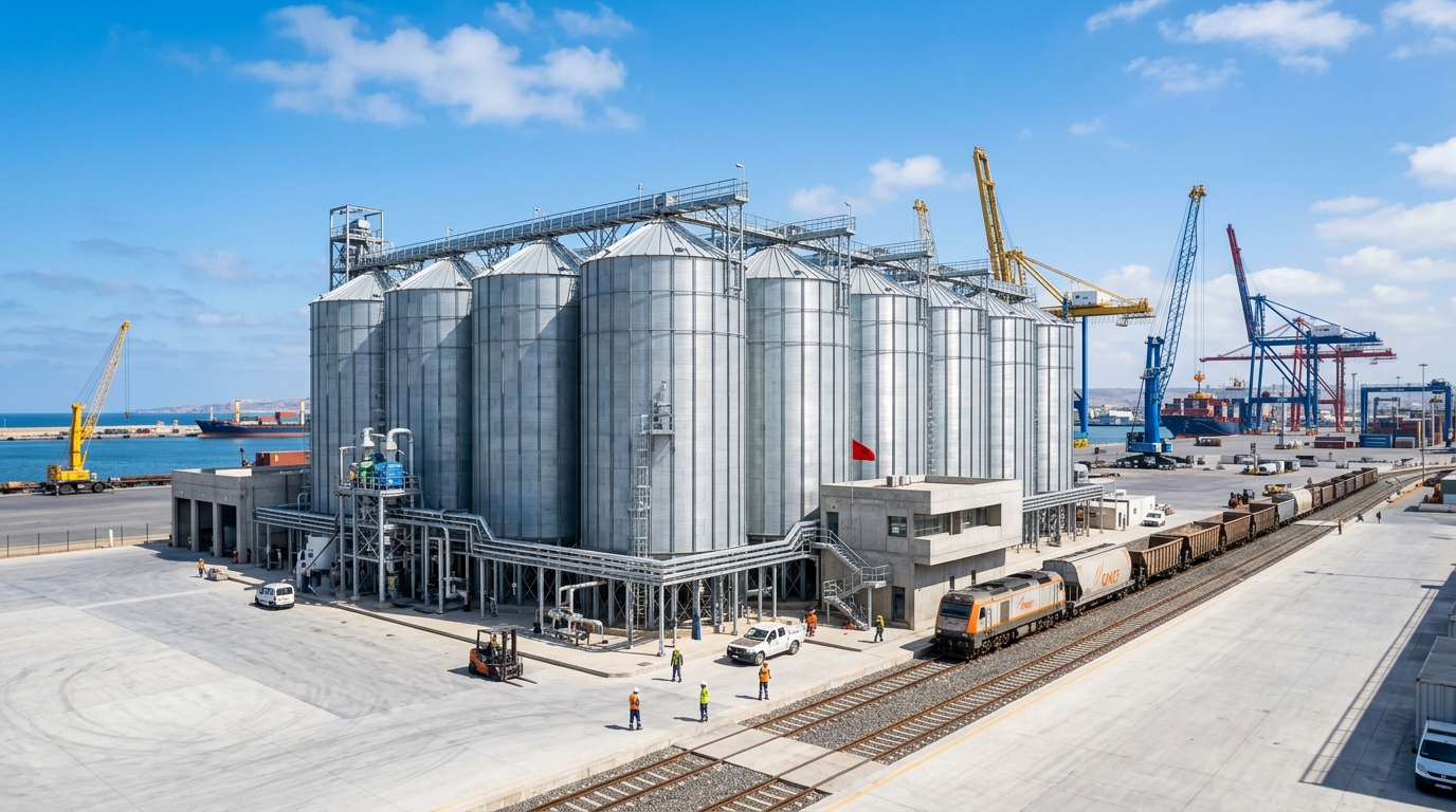 Silos métalliques au Port de Casablanca